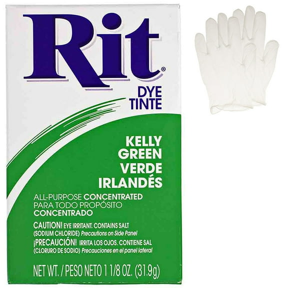 Rit All Purpose Powder Dye â Single Pack with Gloves for Clothing, Décor, and Crafts â Kelly Green