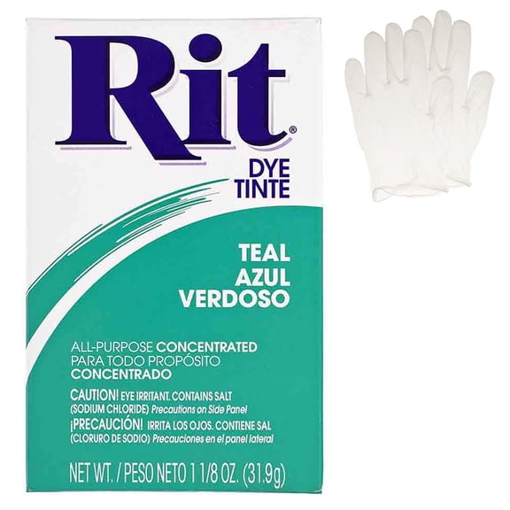 Rit All Purpose Powder Dye – Single Pack with Gloves for Clothing, Décor, and Crafts – Teal