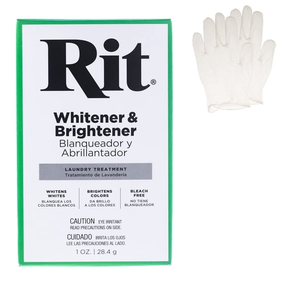 Rit All Purpose Powder Dye – Single Pack with Gloves for Clothing, Décor, and Crafts – Whitener & Brightener