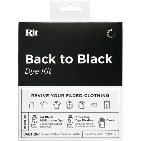 Rit Back to Black Fabric Dye Kit – Black Clothing Dye and Fixative for Cotton, Polyester & Blends