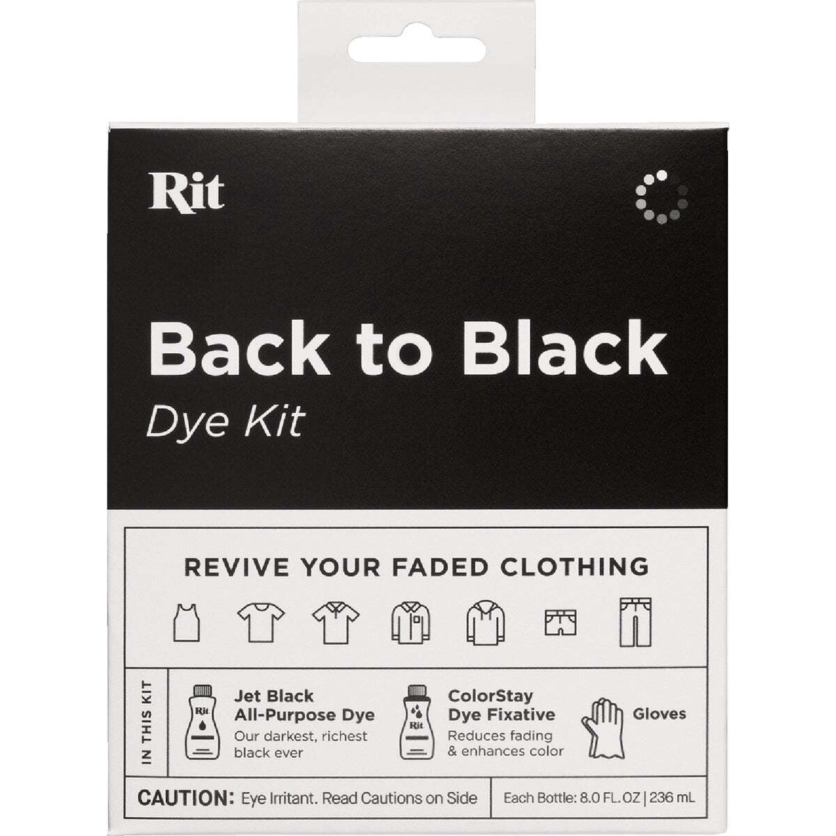 Rit Back to Black Fabric Dye Kit – Black Clothing Dye and Fixative for Cotton, Polyester & Blends