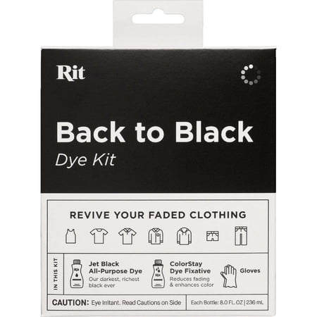 Rit Back to Black Fabric Dye Kit – Black Clothing Dye and Fixative for Cotton, Polyester & Blends