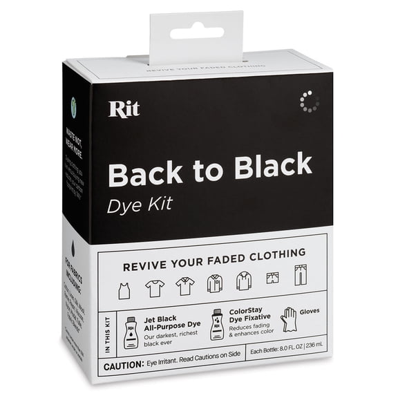 Rit Back to Black Fabric Dye Kit Black Clothing Dye and Fixative for Cotton, Polyester & Blends