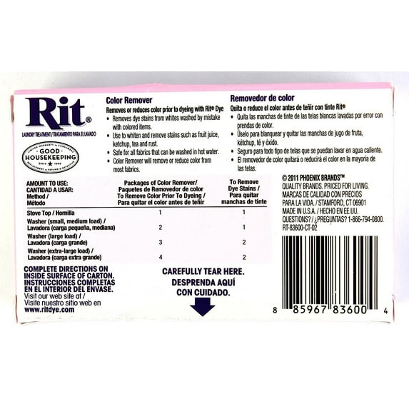 Rit Dye Laundry Treatment Color Remover Powder, 2 oz, 10-Pack