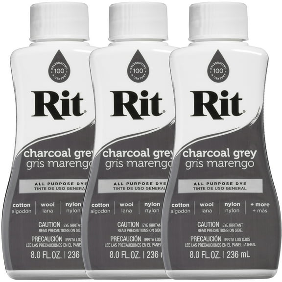 Rit Dye Liquid 8oz-Charcoal Grey -Multipack Of 3