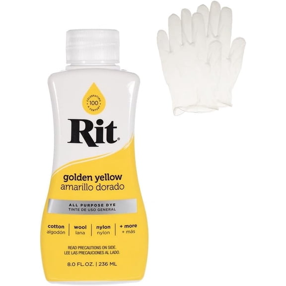 Rit Dye Liquid 8oz-Golden Yellow (Gloves Included)