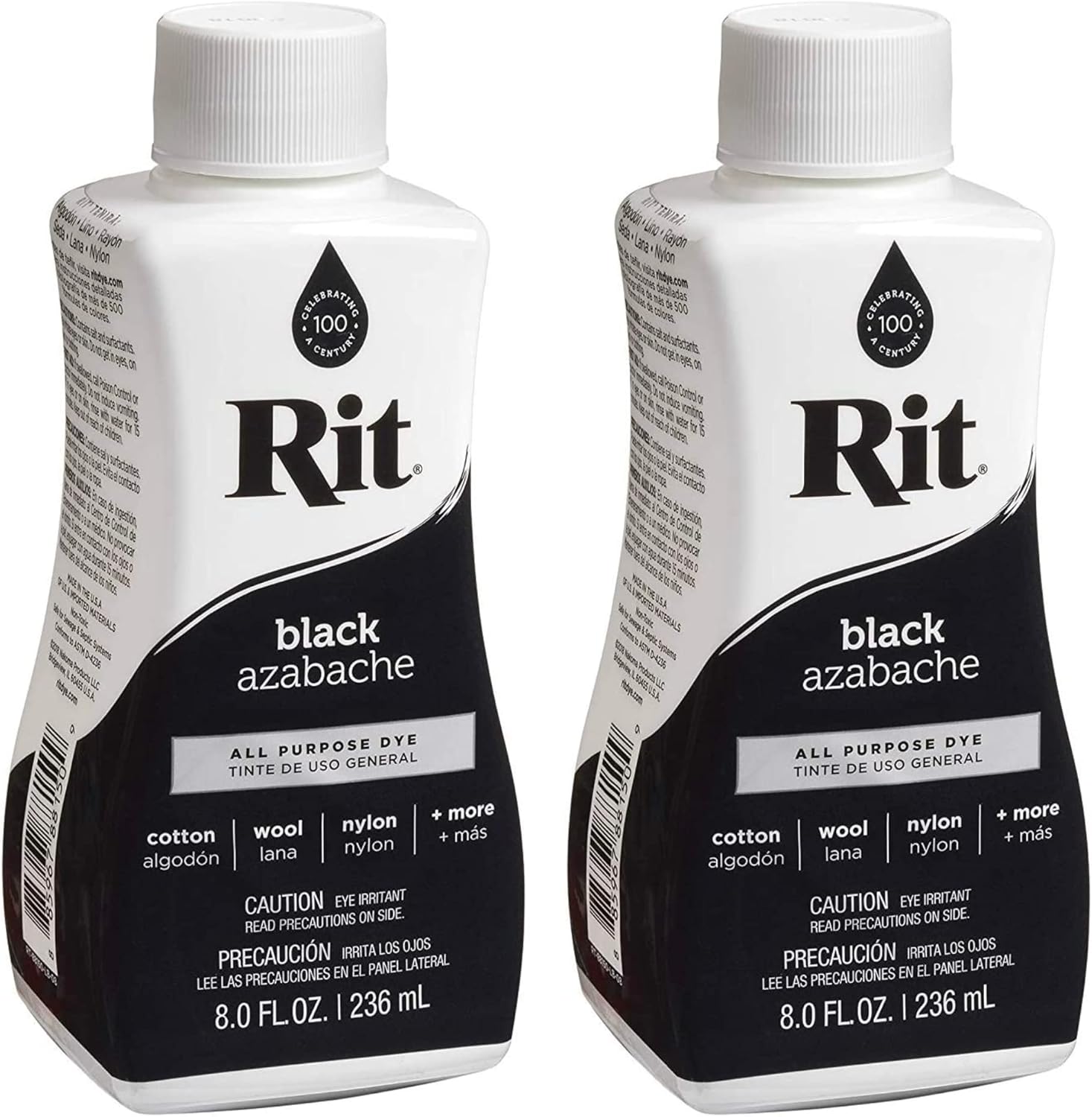 Rit Dye Liquid Fabric Dye, 8 fl oz, Black, 2Pack