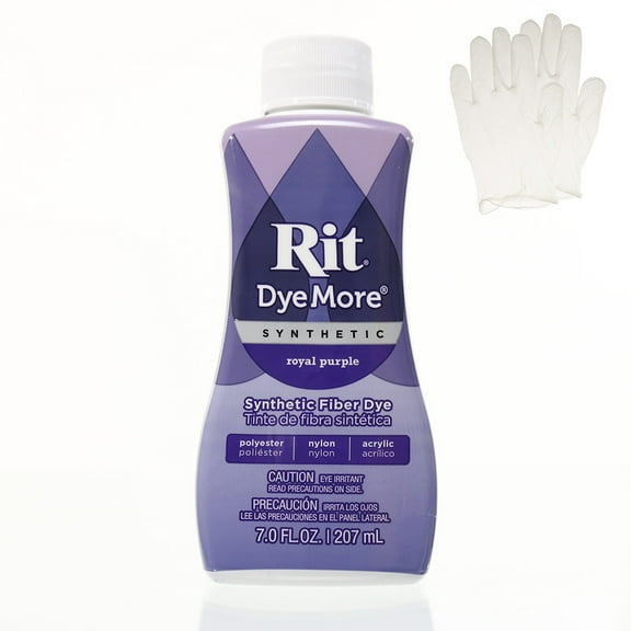 Rit DyeMore 7 Oz. Synthetic Liquid Fiber Dye Single Pack with Plastic Gloves for Clothing, DÃ©cor, and Crafts â Royal Purple