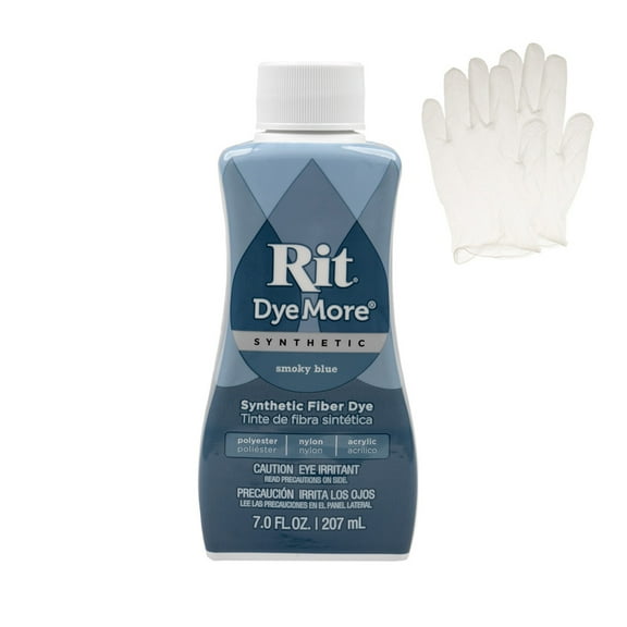 Rit DyeMore 7 Oz. Synthetic Liquid Fiber Dye Single Pack with Plastic Gloves for Clothing, DÃ©cor, and Crafts â Smoky Blue