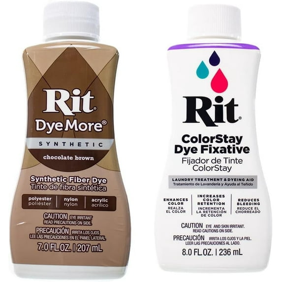 Rit DyeMore 7 Oz. Synthetic Liquid Fiber Dye for Clothing, Décor, and Crafts – Chocolate Brown with Color Fixative