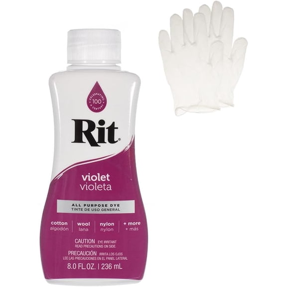 Rit Liquid Dye All Purpose 8 oz, Violet (Gloves Included)