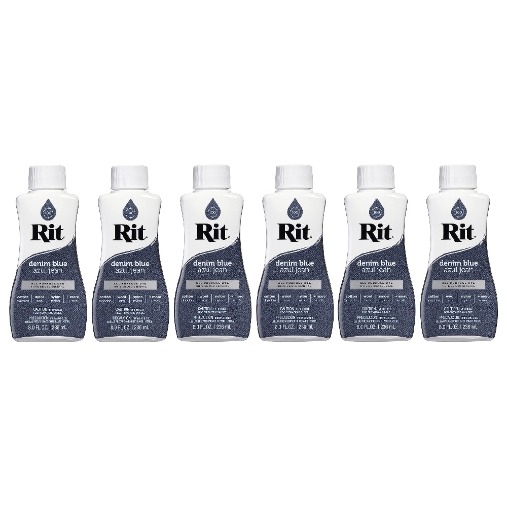 Rit Liquid Dye All Purpose Fabric Dye 8 Ounce Denim Blue, 6 Pack