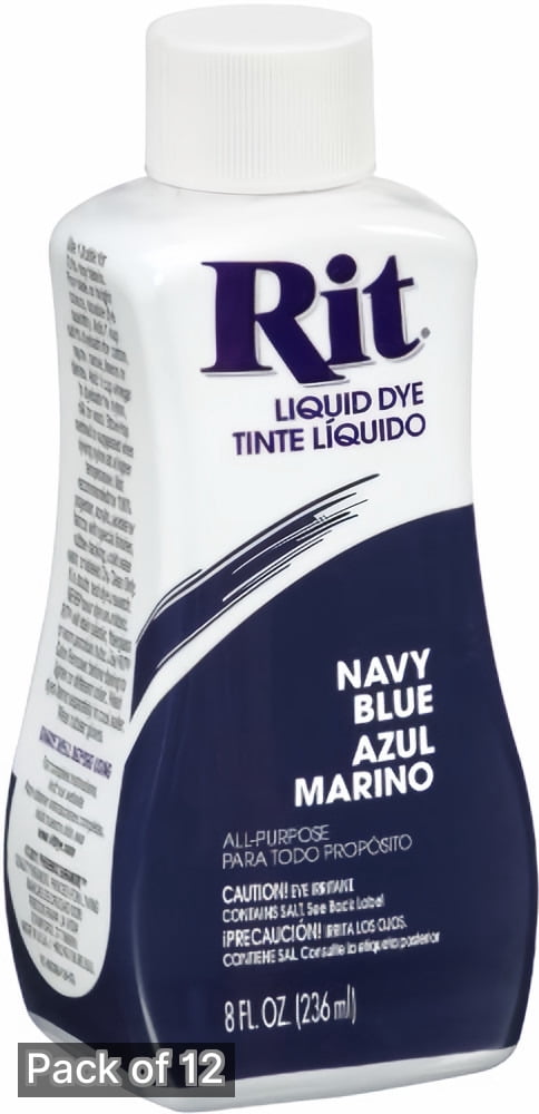 Rit All Purpose Liquid Dye, Navy Blue, 8 fl oz (Pack of 12)