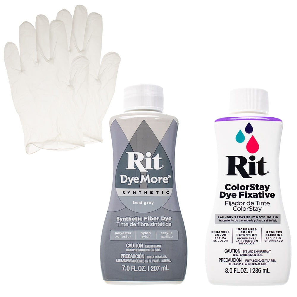 Rit Synthetic Liquid Dye with ColorStay Fixative Bundle – All in One Kit with Gloves to Reduce Color Bleed