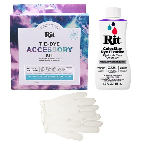 Rit Tie Dye Kit with ColorStay Fixative Bundle All in One Kit with Gloves to Reduce Color Bleed