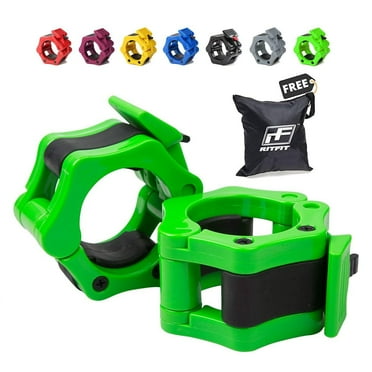 RitFit 2 In. Olympic Barbell Clips Set of 2, Barbell Clamps with ABS Locking and Quick Release and Carry Bag(Green)