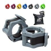 RitFit 2 inch Olympic Barbell Clips Set of 2, Barbell Clamps with ABS Locking & Quick Release & Carry Bag(Grey)