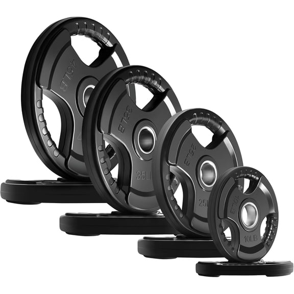 RitFit 230 lb Olympic Weights Plates Barbell Set, Rubber Plates Set for Weightlifting and Strength Training in Home & Gym