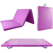 RitFit 3' x 6' Folding Gymnastics Mat with Carrying Handles for Yoga, Stretching, Core Workouts(Purple)