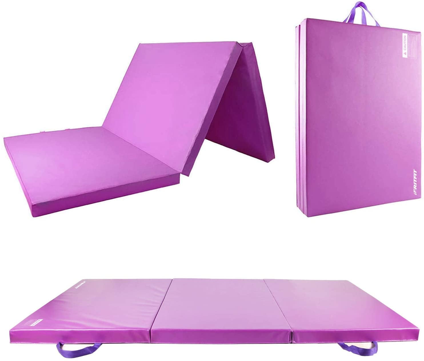 RitFit 3' x 6' Folding Gymnastics Mat with Carrying Handles for Yoga, Stretching, Core Workouts(Purple)