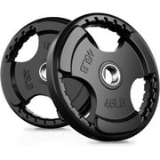 RitFit 45 lb Olympic Weights Plates Barbell Se of 2, 2 inch Rubber Weight Plates for Weightlifting and Strength Training in Home & Gym