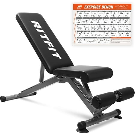 RitFit Adjustable/Foldable Utility Weight for Home Gym, Weightlifting and Strength Training - Bonus Workout Poster with 35 Total Body Exercises…