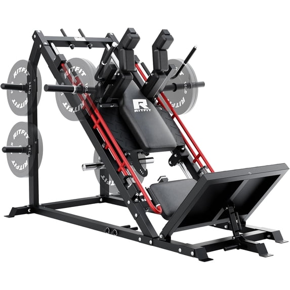 RitFit Gazelle Pro 3 in 1 Leg Press and Hack Squat Machine - High-Tensile Steel Leg Press Machine, 2000 lbs Capacity, Adjustable Angles, Hack Squat Machine with Weight Storage, for Home Gym (Red)