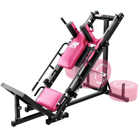 RitFit Leg Press Hack Squat Machine, Professional Adjustable Leg Press Machine for Home Gym with Linear Bearing, Specialty Hack Squat Machine for Full Lower Body Workout with Weight Storage, Pink