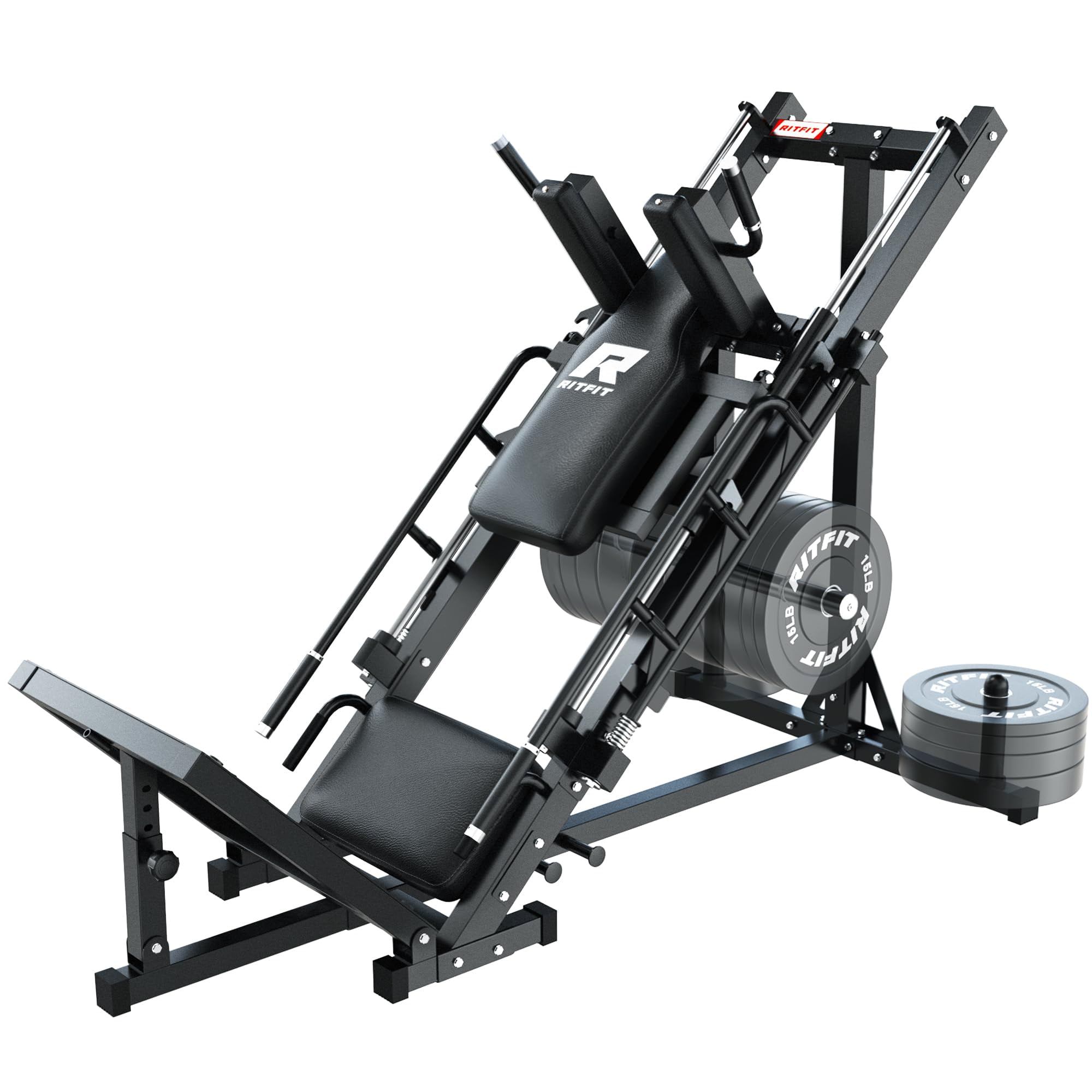 RitFit Adjustable Leg Press/Hack Squat Machine, Lower Body Workout