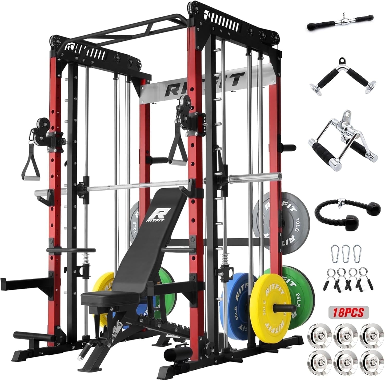 RitFit M1 Pro Smith Machine for Home Gym with Cable Crossover System ...