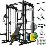 RitFit M1 Pro Smith Machine for Home Gym with Cable Crossover System, Multi-Function Squat Rack Power Cage, Power Rack and Packages Black CLBP260 Package