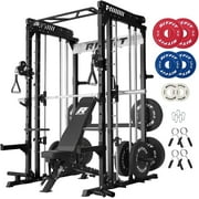 RitFit M1 Pro Smith Machine for Home Gym with Cable Crossover System, Multi-Function Squat Rack Power Cage, Power Rack and Packages Black bp370 Package