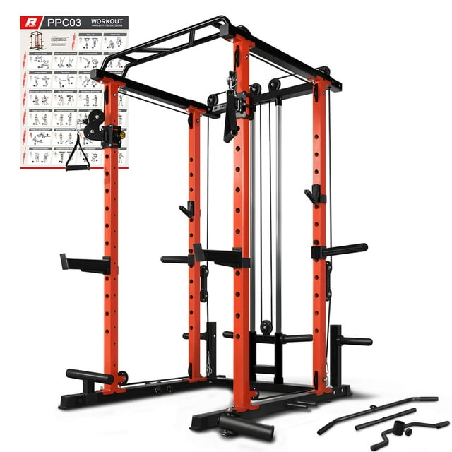 RitFit MultiFunction Power Rack Cage PPC03 with Adjustable Cable