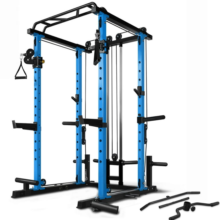 RitFit Multi Function Power Rack Cage PPC03 with Adjustable Cable Crossover System 1000LBS Capacity Full Home Gym Workout with J Hook Landmine and