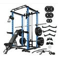 thumbnail image 1 of RitFit Multi-Function Squat Rack Power Rack Cage PPC03 with Cable Crossover System, 1000LBS Capacity Weight Cage with Optional Weight Bench, Olympic Barbell Weight Set for Home Gym Blue (340 LBS), 1 of 8
