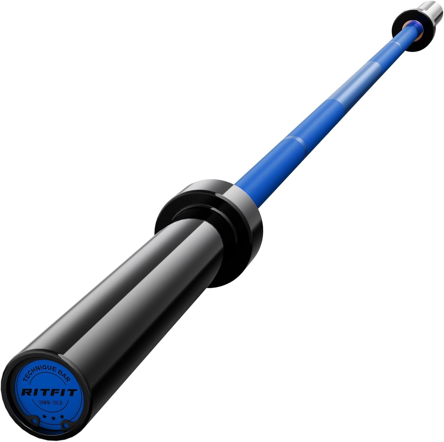 RitFit Olympic Barbell 6FT - 2 Inch Weight Bar for Strength Training, Weightlifting, Squat, Deadlift, Bench Press, Curl, Overhead Press - 500lbs Capacity Black/Blue