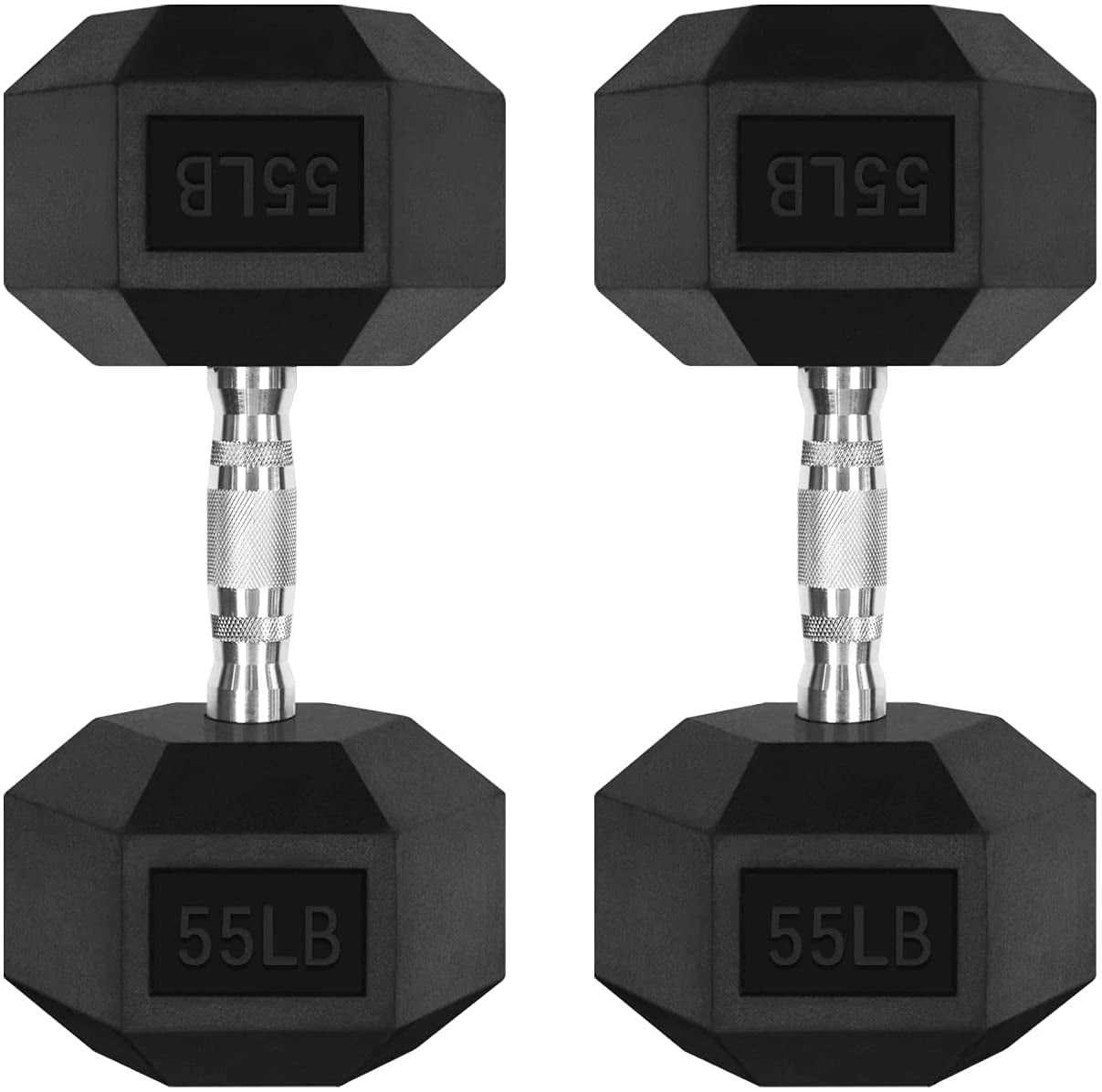 RitFit Rubber Hex Dumbbell Weight 5 60 LBS with Metal Handle for