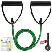 RitFit Single Resistance Exercise Band with Comfortable Handles（Green  5~10LB)