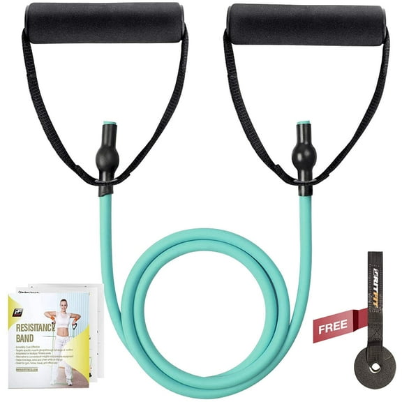 RitFit Single Resistance Exercise Band with Comfortable Handles（Light Blue  12~16LB)