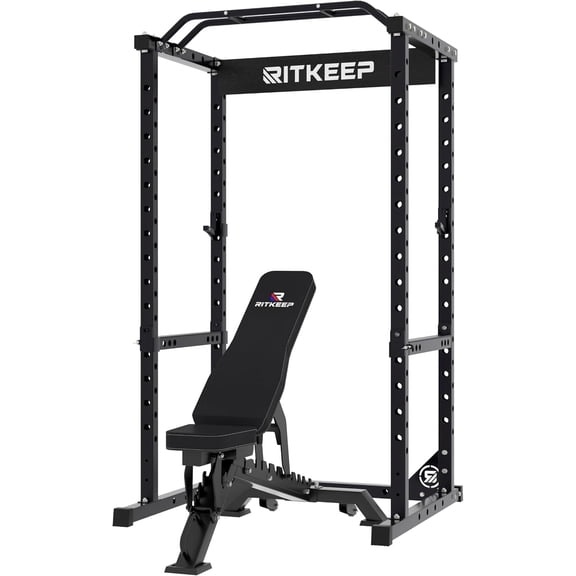 RitKeep Fitness Multi-Function Power Cage with Adjustable Bench for Strength Training