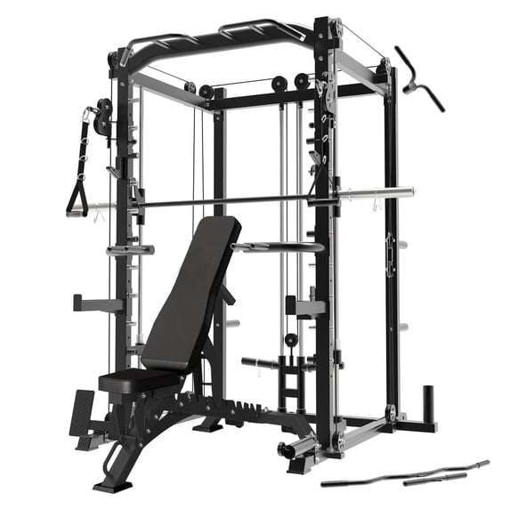 RitKeep Fitness Smith Machine PMAX-4550 Combo with RAB 3000 Bench, Multifunctional 6-in-1 Home Gym Power Cage