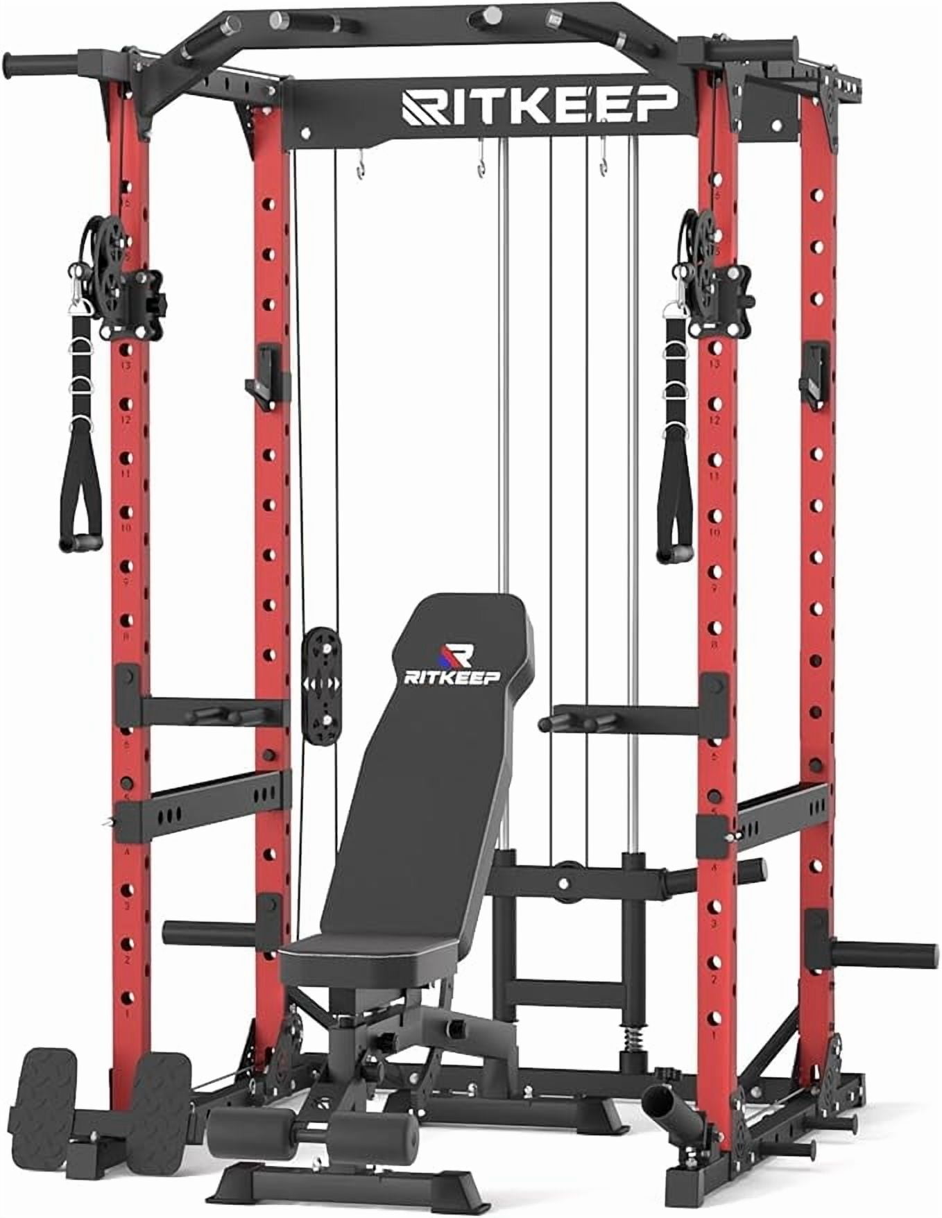 RitKeep M10 Power Cage for Home Strength Training, Workout Cable Machine with Incline Bench