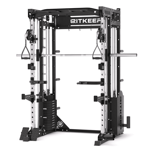 RitKeep PMAX 5600 Pro Home Gym Smith Machine, 6-in-1 Squat Rack Dual Cable Crossover