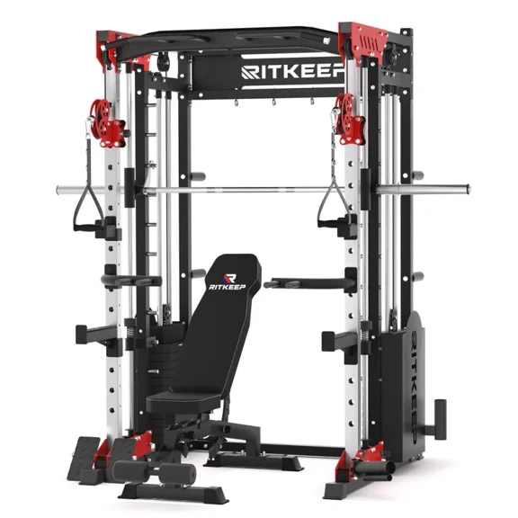 RitKeep PMAX 5600 Pro Home Gym Smith Machine, 6-in-1 Squat Rack Dual Cable Crossover