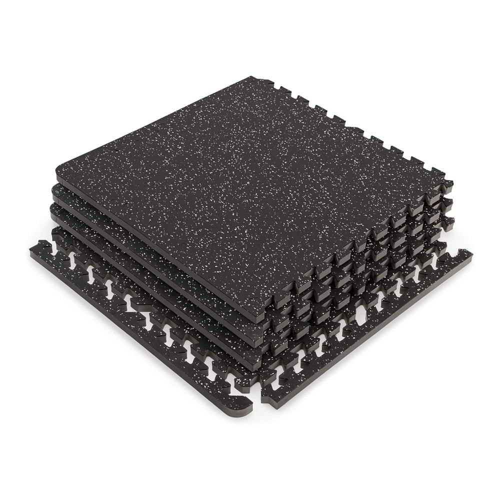 RitKeep Rubber Flooring Mats, 1/2 in x 24 in x 24 in, Sweatproof,  EVA Foam Black Exercise Mats
