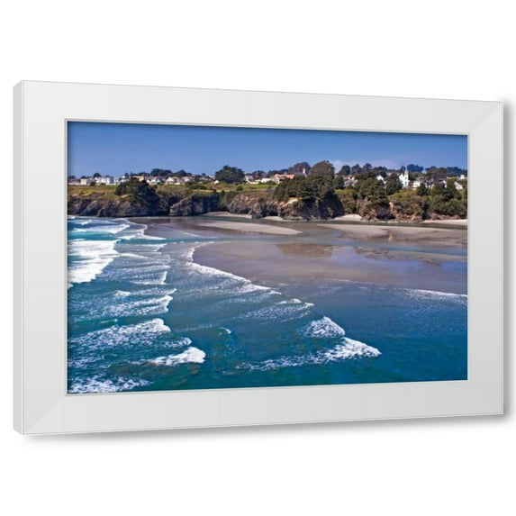 Rita Crane 4x24 White Modern Wood Framed Wall Art Titled - Village by the Sea II