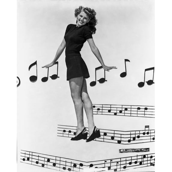 Rita Hayworth Musical Notes Background Photo Print (8 x 10)