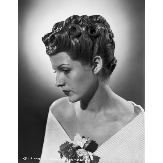 Rita Hayworth Posed in Dress with Corsage Photo Print (24 x 30)
