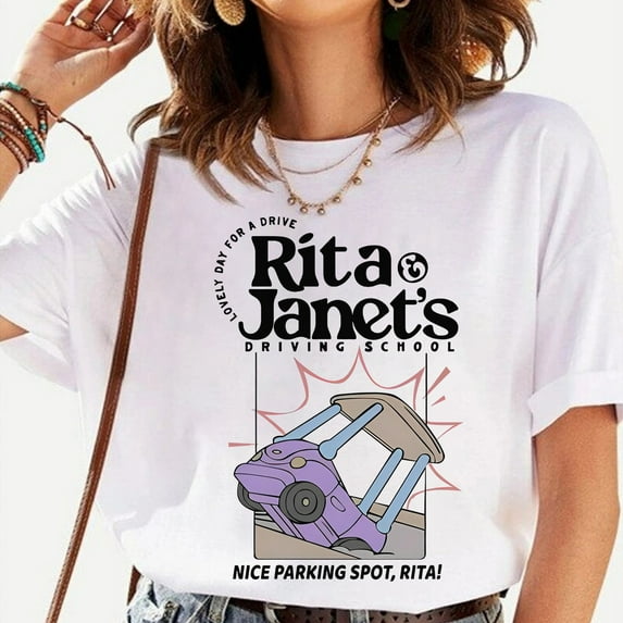 Rita & Janet's Driving School Bluey Unisex T-shirt, Chattermaxes Tshirt, Heeler Inspired Shirt, Nice Parking Spot, Bluey Bingo Disney