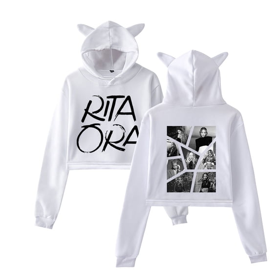 Rita Ora Cat Ear Hip Hop Rap is a women's short hoodie sportswear